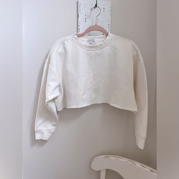 WeWoreWhat White/Cream Cropped Sweatshirt; Size Small. Like new! - Picture 1 of 9